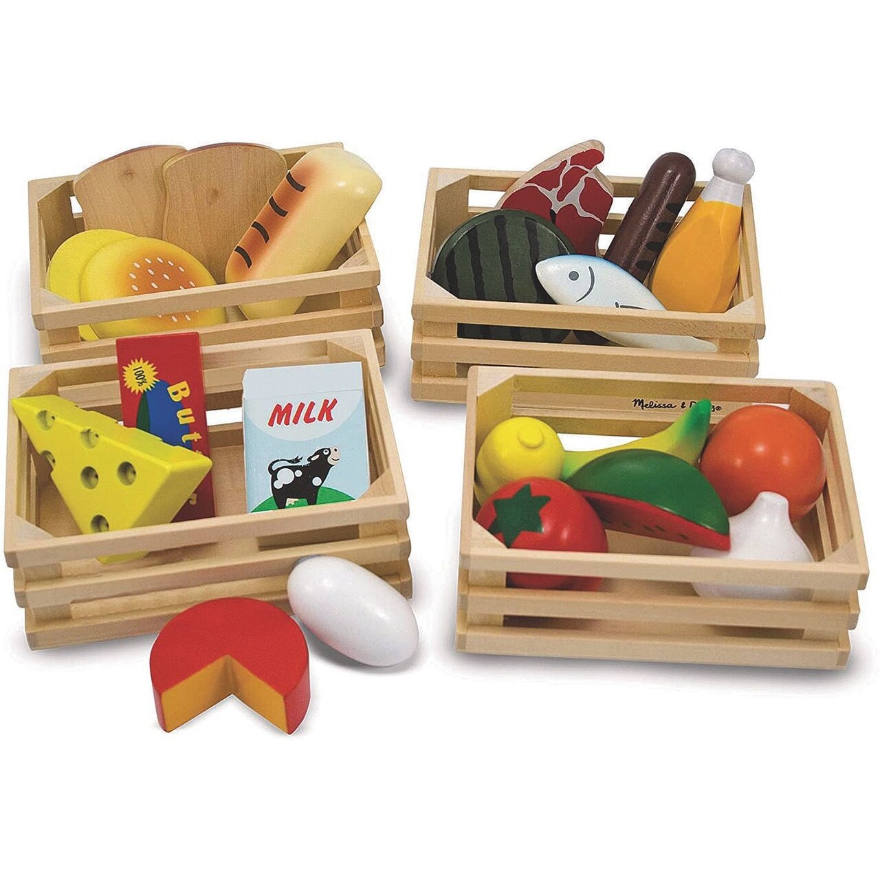 Melissa & Doug® Wooden Play Food, 4 Food Groups Set with Crates (Set of 21)